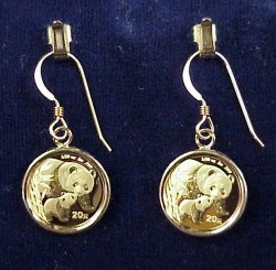 China Panda Gold Coin Earrings