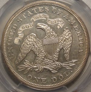 (reverse)Beautiful 1866 N/M Liberty Seated Dollar (PCGS)