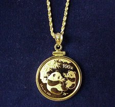 Chinese Panda Gold 1/10 Oz Necklace - Jewelry Set